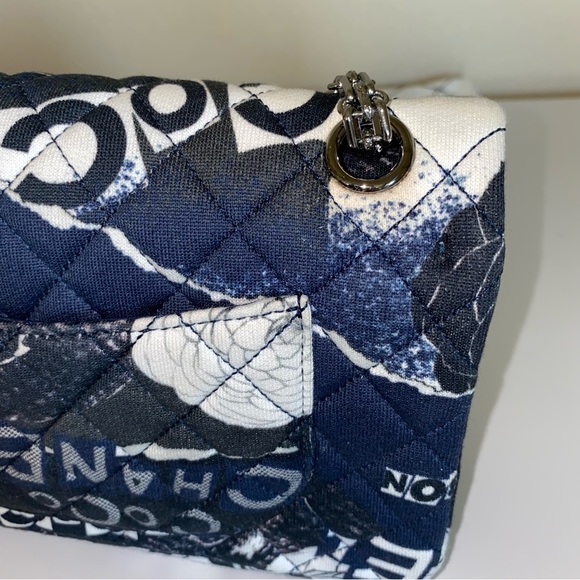 Auth Chanel Graffiti Small Reissue 225 Double Flap Classic Jersey Knit Bag - Picture 11 of 15